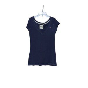 Vtg Y2K Hollister Navy V-Neck Baby Tee S Embroidered Seagull Logo Elena Bella